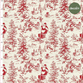 Christmas Themed Toile de Jouy Patterned Digital Printed Fabric